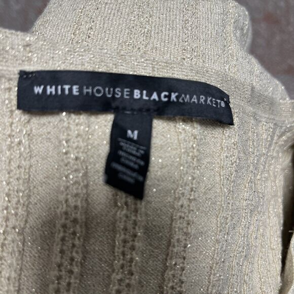 WHITE HOUSE BLACK MARKET Women's Gold Metallic Scoop-Neck Sweater Medium - Picture 5 of 5